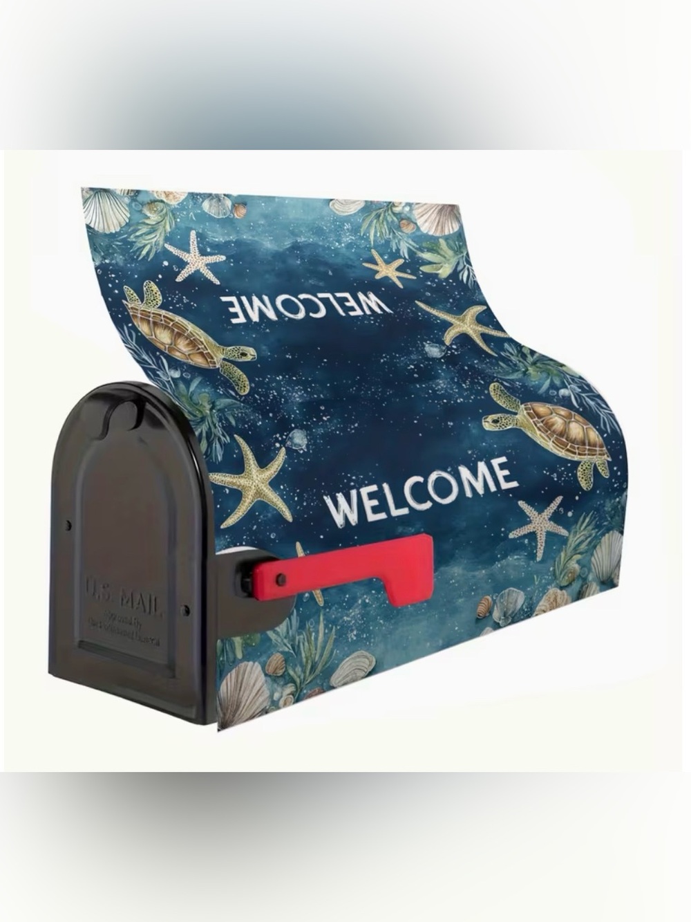 Welcome Seashell, Sea Turtle, & Starfish Magnetic Mailbox Cover Outdoor Decor